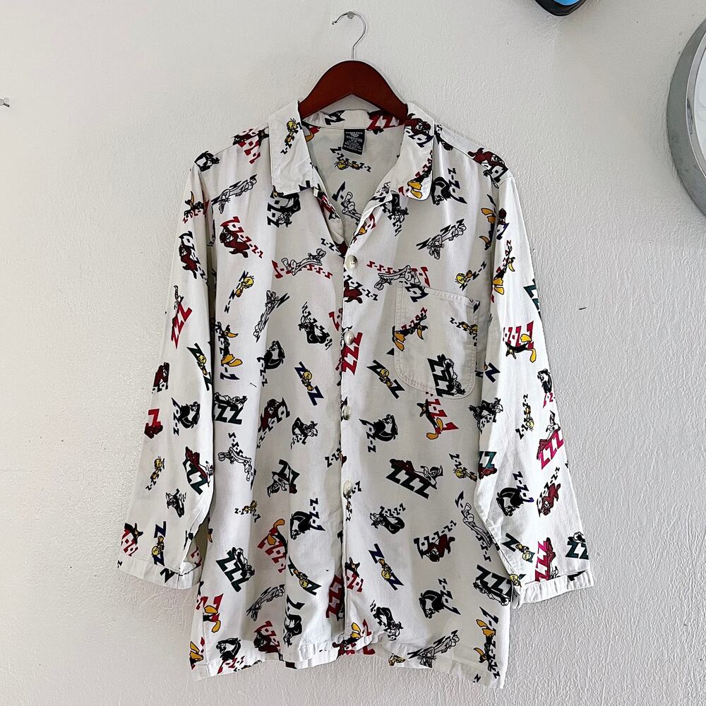 Vintage 1996 Looney Tunes Pajama Shirt Size Small Medium Warner Bros